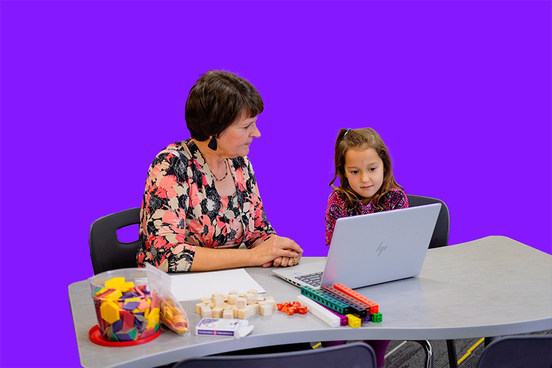Elementary classroom with students learning