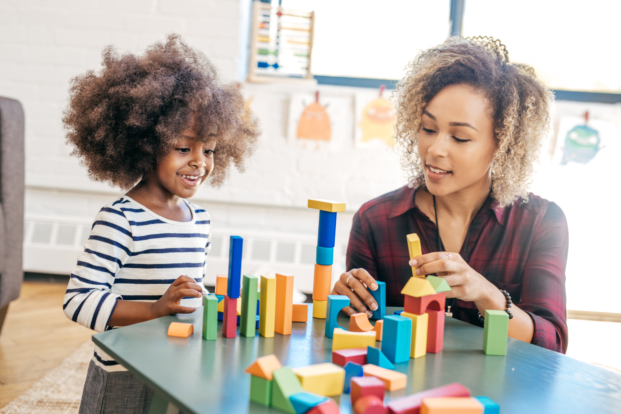 Elementary teacher working with students